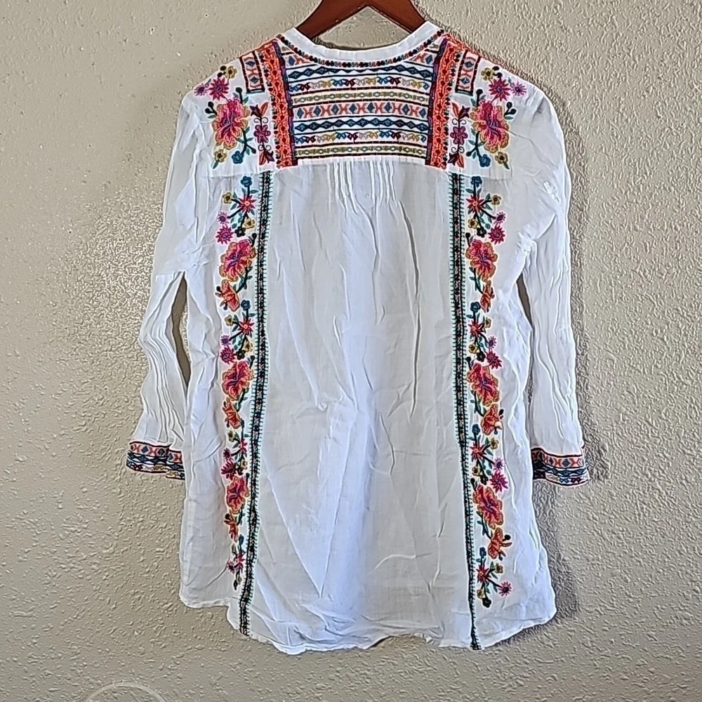 Johny Was 3J Workshop White Embroidered Top - Picture 7 of 10